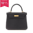 【10%OFFクーポン対象】エルメス HERMES エルメスバッグ ケリー25 ハンドバッグ バッグ レザー トゴ トゴ レディース ブラック系 【中古】