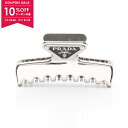 【10%OFFクーポン対象】プラダ PRADA トライアングルロゴ ヘアクリップ 衣料品 ステンレススチール レディース シルバー系 / ブラック系 1IF10...