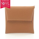 【10%OFFクーポン対象】エルメス HERMES バスティア ゴールド コインケース 財布 ヴォーエプソン ヴォーエプソン レディース ブラウン系 【中古】
