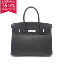 【15%OFFクーポン対象】エルメス HERMES バーキン30 ハンドバッグ バッグ オーストリッチ オーストリッチ レディース ブラック系 【中古】