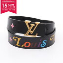 【15%OFFクーポン対象】ルイ・ヴィトン LOUIS VUITTON サンチュール LVニューウェーブ ベルト 衣料品 レザー レディース ブラック系 / マ...