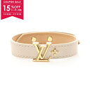 【15%OFFクーポン対象】ルイ・ヴィトン LOUIS VUITTON ブラスレ LV アイコニック ブレスレット アクセサリー レザー GP(ゴールドメッキ) レディース ベージュ系 / ゴールド系 M8105E 【中古】(4)