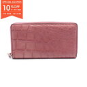 【10%OFFクーポン対象】グッチ GUCCI ラウンド長財布 財布 エキゾチックレザー レディース ピンク系 374850 【中古】