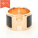 【10%OFFクーポン対象】エルメス HERMES オランプGM リング・指輪 ジュエリー GP(ゴールドメッキ) レザー ヴォーエプソン ヴォーエプソン レディース ゴールド系 / ブラック系 【中古】