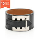 【10%OFFクーポン対象】エルメス HERMES インテンス バングル アクセサリー レザー ステンレススチール レディース ブラック系 / シルバー系 【中古】