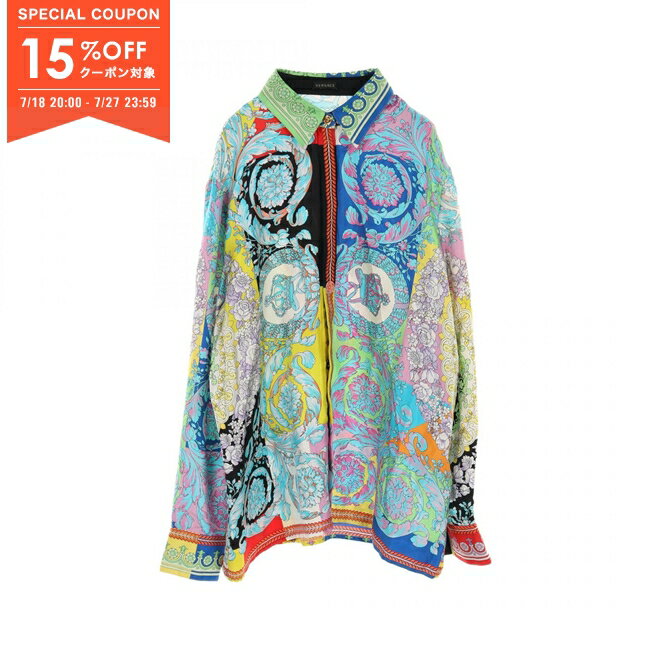 【15%OFFクーポン対象】ヴェルサーチ VERSACE メドゥーサボタン 衣料品 トップス シルク レディース マルチカラー 【中古】
