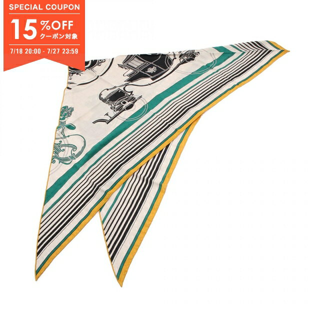 【15%OFFクーポン対象】エルメス HERMES トライアングルジェアン Ex-Libris スカーフ 衣料品 シルク カシミヤ シルク レディース ベージュ系 / グリーン系 / マルチカラー 【中古】のサムネイル