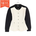 【15%OFFクーポン対象】シャネル CHANEL ココマークボタン ニット 衣料品 トップス ウール カシミヤ レディース ブラック系 / アイボリー系 P65631 【中古】