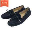 【7%OFFクーポン対象】トッズ TOD'S ドライビングシューズ モカシン 靴 スウェード レディース ネイビー系 【中古】