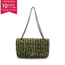 【10%OFFクーポン対象】シャネル CHANEL マトラッセ Wフラップ ショルダーバッグ バッグ ファブリック レザー レディース イエロー系 / ブラック系 A01112 【中古】