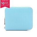【10%OFFクーポン対象】エルメス HERMES アザップ コンパクト シルクイン ブルーアズテック コインケース 財布 レザー レディース ブルー系 【中古】