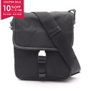 【10%OFFクーポン対象】プラダ PRADA ショルダーバッグ バッグ ナイロン サフィアーノレザー メンズ レディース ブラック系 V167 【中古】