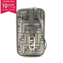 【10%OFFクーポン対象】フェンディ FENDI オーロック ズッカ フォンケース ショルダーバッグ バッグ ファブリック レザー レディース グレー系 7AS131 【中古】