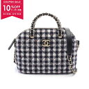 【10%OFFクーポン対象】シャネル CHANEL スモールショッピングバッグ ショルダーバッグ バッグ ファブリック レディース ブラック系 / ホワイト系 / マルチカラー AS3969 B17673 NZH33 【中古】