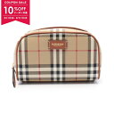 【10%OFFクーポン対象】バーバリー BURBERRY Check Travel ポーチ バッグ PVCコーティングキャンバス レザー レディース ベージュ系 / マルチカラー 8067159 【中古】