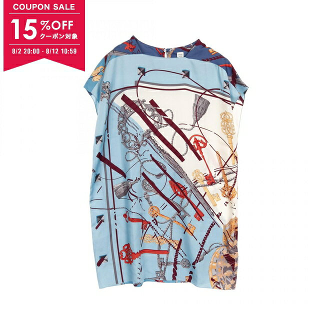 【15%OFFクーポン対象】エルメス HERMES LES CLES ワンピース 衣料品 トップス シルク シルク レディース ブルー系 / マルチカラー *86-7603 【中古】のサムネイル