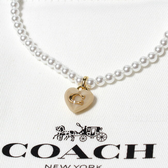 ハート COACH コーチ ネックレス ガラスパール ハート Cモチーフ ロゴ レディース 37422713