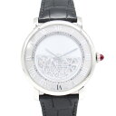 カルティエ CARTIER マス ミステリューズ 腕時計 時計 Pt950プラチナ 革 メンズ グレー系 スケルトン WHRO0078 【中古】【0508-10...