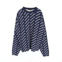 【7千円OFFクーポン対象】バレンシアガ BALENCIAGA セーター 衣料品 トップス コットン ウール メンズ ネイビー系 / ホワイト系 736247T32338502L 【新品】