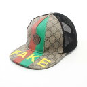グッチ GUCCI FAKE NOT GGスプリーム キャップ 帽子 PVCコーティングキャンバス ナイロン レディース ベージュ系 / ブラック系 / マルチ...