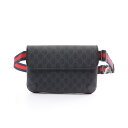 グッチ GUCCI GGスプリーム ベルトバッグ ウエストバッグ ボディバッグ バッグ PVCコーティングキャンバス レザー メンズ ブラック系 / グレー系 ...