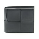 【7%OFFクーポン対象】ボッテガヴェネタ BOTTEGA VENETA マキシイントレチャート 二つ折り財布 財布 レザー メンズ ブラック系 649605VBWD28803 【新品】