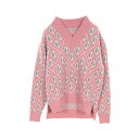 ディオール Dior CDダイヤモンド ニット 衣料品 トップス ウール カシミヤ メンズ ピンク系 / ホワイト系 / パープル系 283M641AT067 【中古】