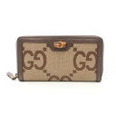 グッチ GUCCI ダイアナ ジャンボGG ラウンド長財布 財布 キャンバス レザー レディース ベージュ系 / ブラウン系 658634 【中古】