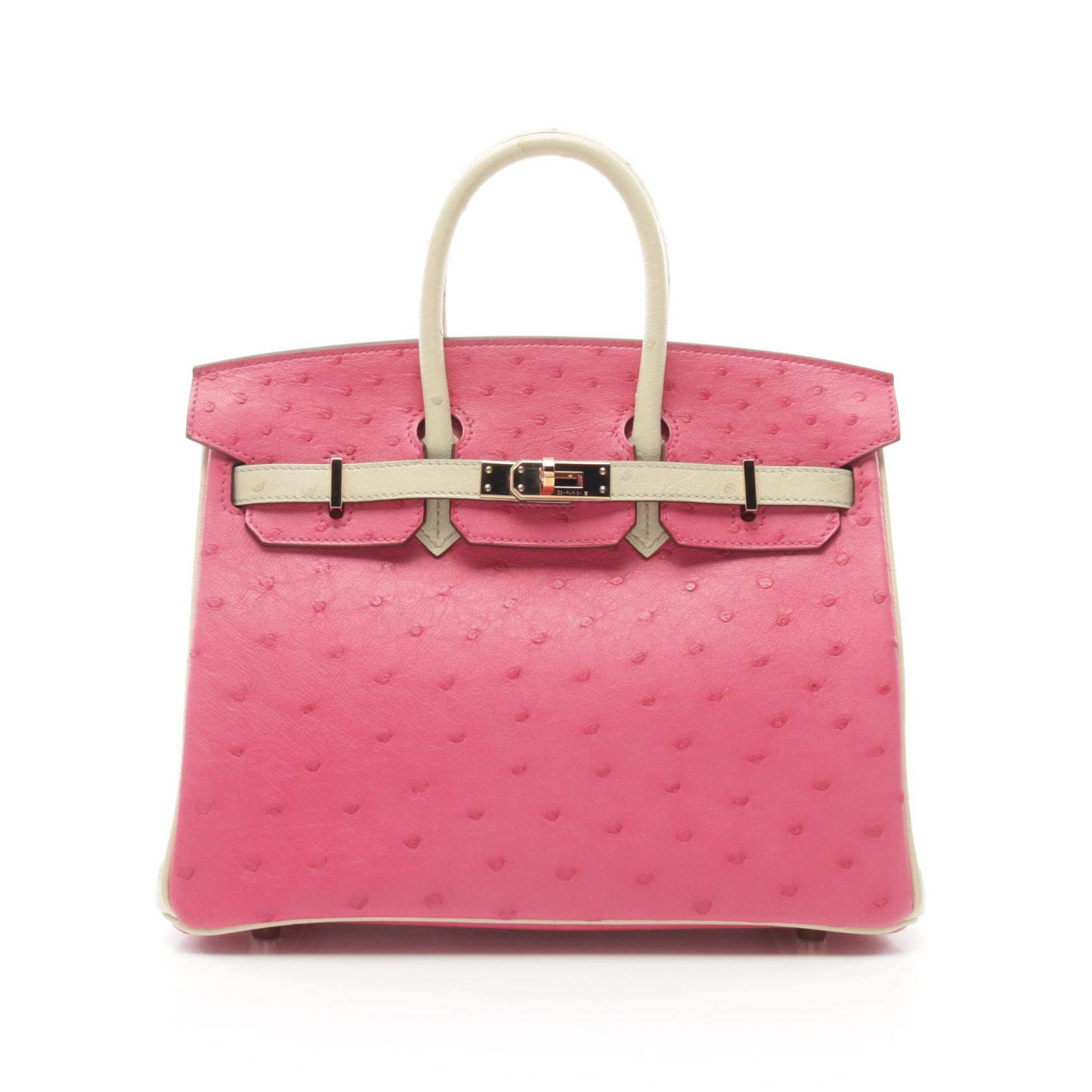 エルメス HERMES バーキン25 ローズティリアン ヴァニラ ハンドバッグ バッグ オーストリッチ オーストリッチ レディース ピンク系 / アイボリー系 Z刻/G金具 【中古】のサムネイル
