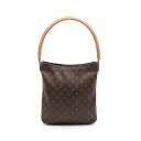 ルイ・ヴィトン LOUIS VUITTON ルーピングGM モノグラム ショルダーバッグ バッグ PVCコーティングキャンバス レザー レディース ブラウン系 ...
