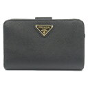 プラダ PRADA L型ファスナー財布 二つ折り L型ファスナー財布 財布 サフィアーノレザー レディース ブラック系 1ML225 【中古】