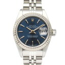 ロレックス ROLEX デイトジャスト U番 腕時計 時計 K18WG(ホワイトゴールド) ステンレススチール レディース ブルー系 BA 69174 【中古】