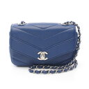 シャネル CHANEL シェブロン Vステッチ ショルダーバッグ バッグ キャビアスキン(グレインドカーフ) レディース ブルー系 【中古】