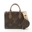 ルイ・ヴィトン LOUIS VUITTON オンザゴーPM ハンドバッグ バッグ PVCコーティングキャンバス モノグラム・ジャイアント レディース ブラウン系 / ベージュ系 M46373 【中古】