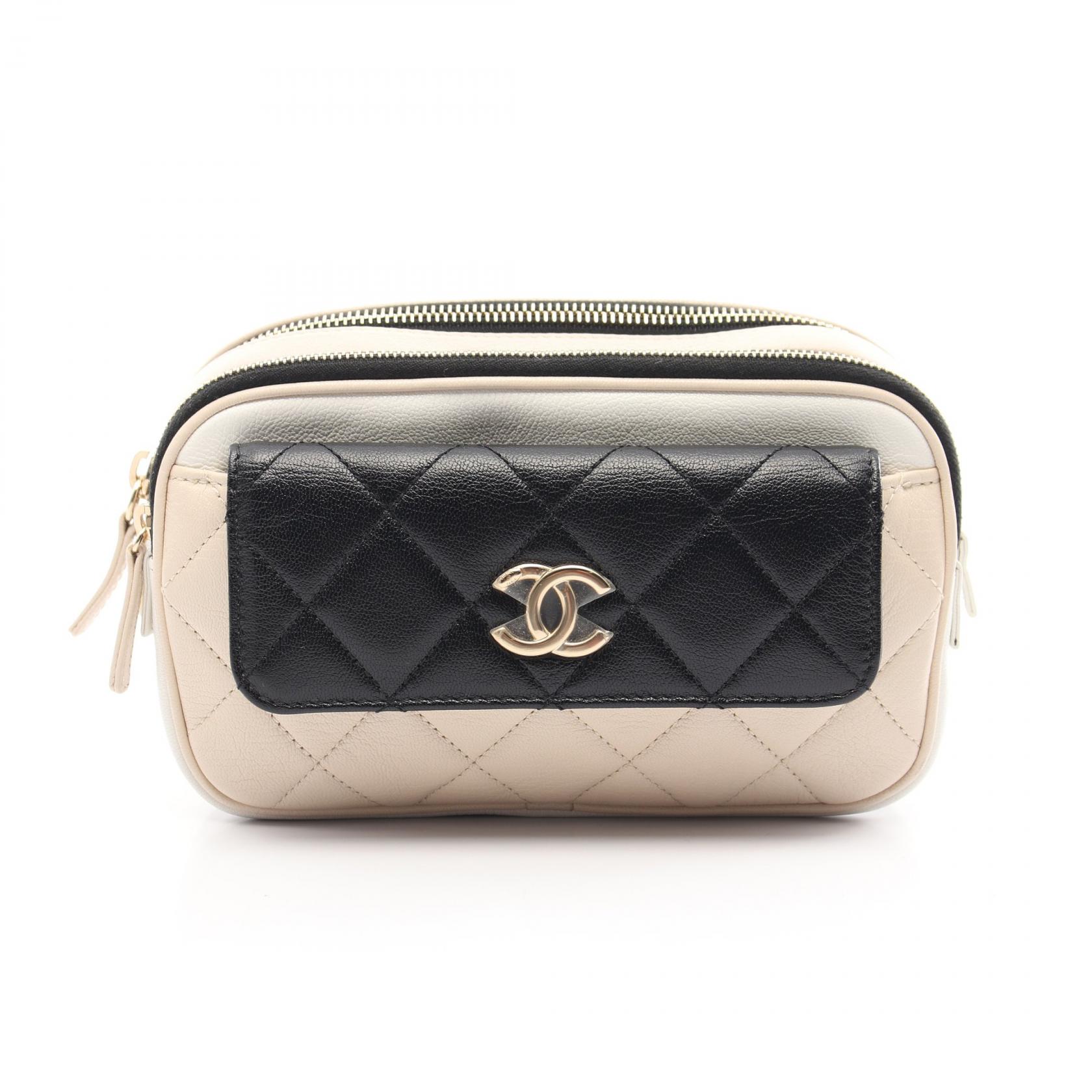 シャネル CHANEL マトラッセ ウエストバッグ ボディバッグ バッグ レザー レディース ベージュ系 / ホワイト系 / ブラック系 AS1370 【中古】