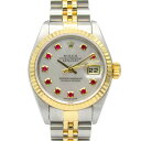 ロレックス ROLEX デイトジャスト 10Pルビー K番 腕時計 時計 K18(イエローゴールド) ステンレススチール レディース ホワイト系 WHシェル 79173NGR 【中古】
