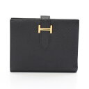エルメス HERMES ベアンコンパクト 二つ折り財布 財布 ヴォーエプソン ヴォーエプソン レディース ブラック系 【中古】