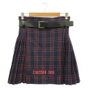 ディオール Dior プリーツスカート スカート 衣料品 ボトムス ウール レディース ネイビー系 851J29A1029 【中古】