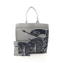 バーバリー BURBERRY EKD XL SQUARE TOTE トートバッグ バッグ キャンバス メンズ グレー系 / ネイビー系 8080746 【中古】