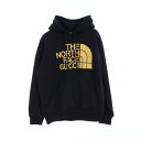 グッチ GUCCI GUCCI × THE NORTH FACE ロゴプリント パーカー 衣料品 トップス コットン メンズ ブラック系 / イエロー系 651...