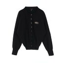 ルイ・ヴィトン LOUIS VUITTON レザーロゴパッチ カーディガン 衣料品 トップス コットン ウール カシミヤ レディース ブラック系 RW211B D79 FKKC91 【中古】