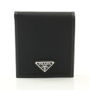 【7%OFFクーポン対象】プラダ PRADA TESSUTO+SAFFIAN 二つ折り財布 財布 ナイロン サフィアーノレザー メンズ ブラック系 2MO7382DMHF0002 【新品】