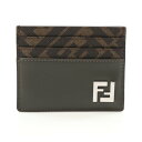 フェンディ FENDI FFロゴ カードケース アクセサリー レザー PVCコーティングキャンバス メンズ グリーン系 / ブラウン系 / ブラック系 7M01...