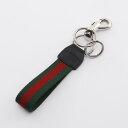【7%OFFクーポン対象】グッチ GUCCI ウェブ ストライプ キーチェーン キーホルダー アクセサリー キャンバス レザー メタル メンズ ブラック系 / レッド系 / グリーン系 804040JAAG1 8942 【新品】