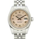 ロレックス ROLEX デイトジャスト D番 腕時計 時計 K18WG(ホワイトゴールド) ステンレススチール レディース ピンク系 PKシェル/MR/RO 179174NRD 【中古】