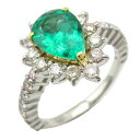 ジュエリー JEWELRY ビビッドGRエメラルド ダイヤ リング リング・指輪 ジュエリー Pt900プラチナ K18(イエローゴールド) エメラルド/ダイヤモンド レディース グリーン系 / クリア系 ビビッドGRエメラルド 6.1g 【中古】