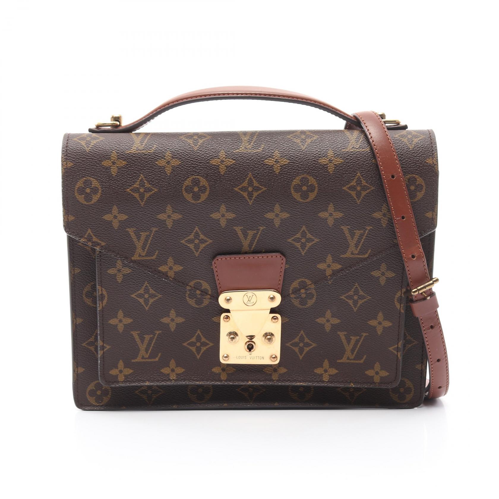 ≪全品5%OFFクーポン対象≫ルイ・ヴィトン LOUIS VUITTON モンソー ハンドバッグ バッグ PVCコーティングキャンバス レザー モノグラム レディース ブラウン系 M51185 【中古】(4)