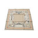 エルメス HERMES カレ55 Hermes Paris Station グリサンドル オレンジ スカーフ 衣料品 シルク シルク レディース ベージュ系 /...