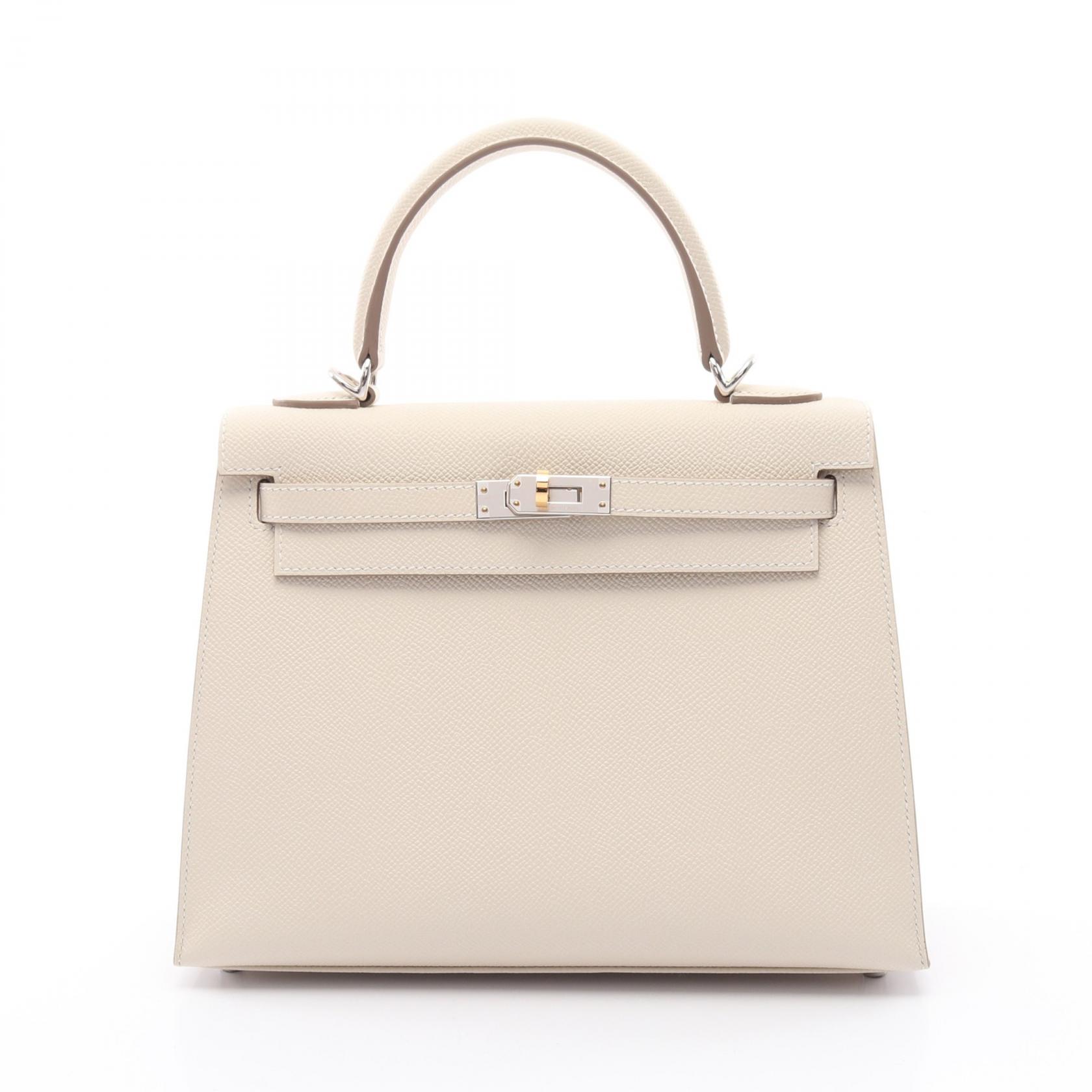 エルメス HERMES ケリー25 ハンドバッグ バッグ ヴォーエプソン ヴォーエプソン レディース ホワイト系 【中古】のサムネイル