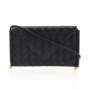 【最大4万円OFFクーポン対象】ボッテガヴェネタ BOTTEGA VENETA イントレチャートフォンポーチ ショルダーバッグ バッグ レザー レディース ブラック系 805975V4R421019 【新品】